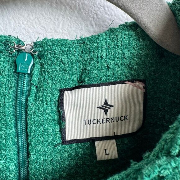 Tuckernuck Dress Size Large Emerald Green Jackie Tweed Shift Business Career - Picture 4 of 6